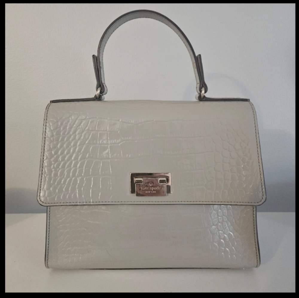 Kate Spade French Gray Croc Knightsbridge Doris Satchel - Picture 2 of 13
